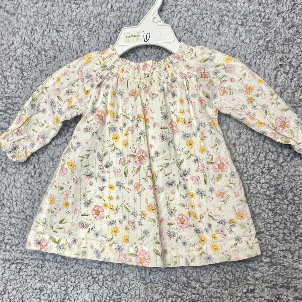Baby Girl Easter Floral Smocked Dress 3 Month Cream Pastel PinkYellow Flowers